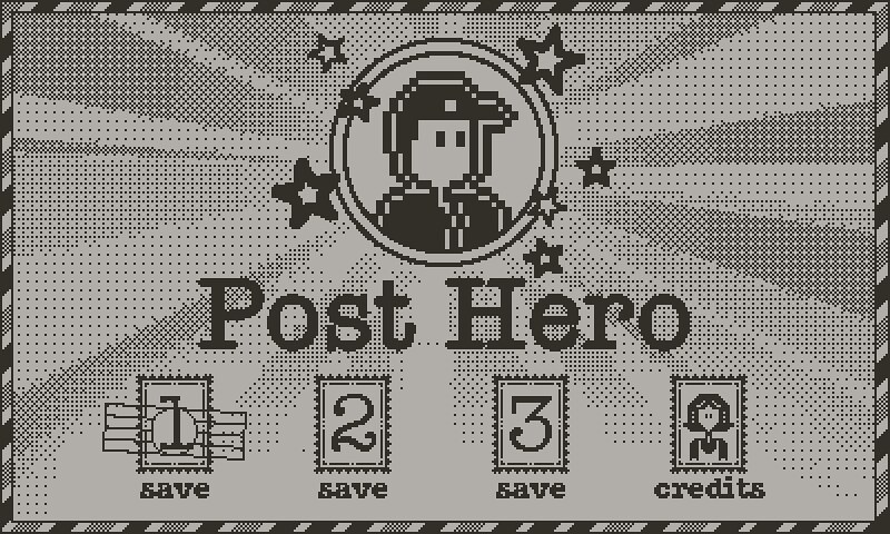A screen shot of Post Hero for Playdate.
