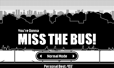 A screen shot of You're Gonna Miss the Bus for Playdate.